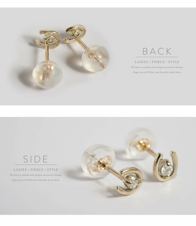 送料無料 ギフトラッピング プレゼント ギフト 誕生日 k10 ピアス 馬蹄 ピヤス 10k ピアス つけっぱなし 小さめ 天然ダイヤ 0.03ct ホースシュー レディース ゴールド 10金 金属アレルギー 対応 レディース ジュエリー アクセサリー ピアス キャッチ k10 ダイヤモンド スキンジュエリー