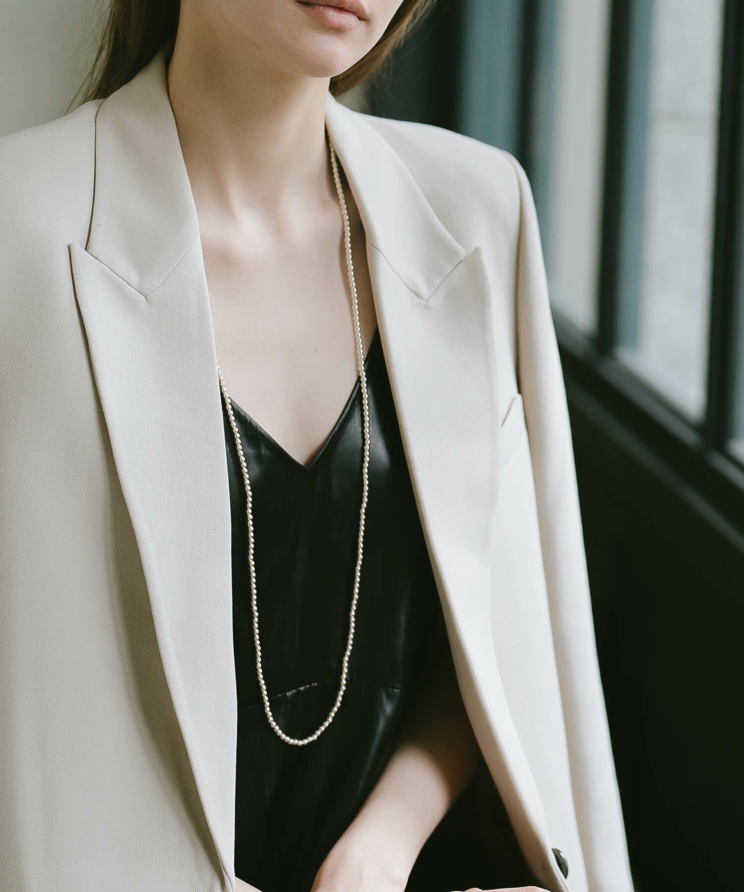 ロングネックレス ナバホパール ボールチェーン ネックレス レディース 100cm スーパーロング ネックレス 