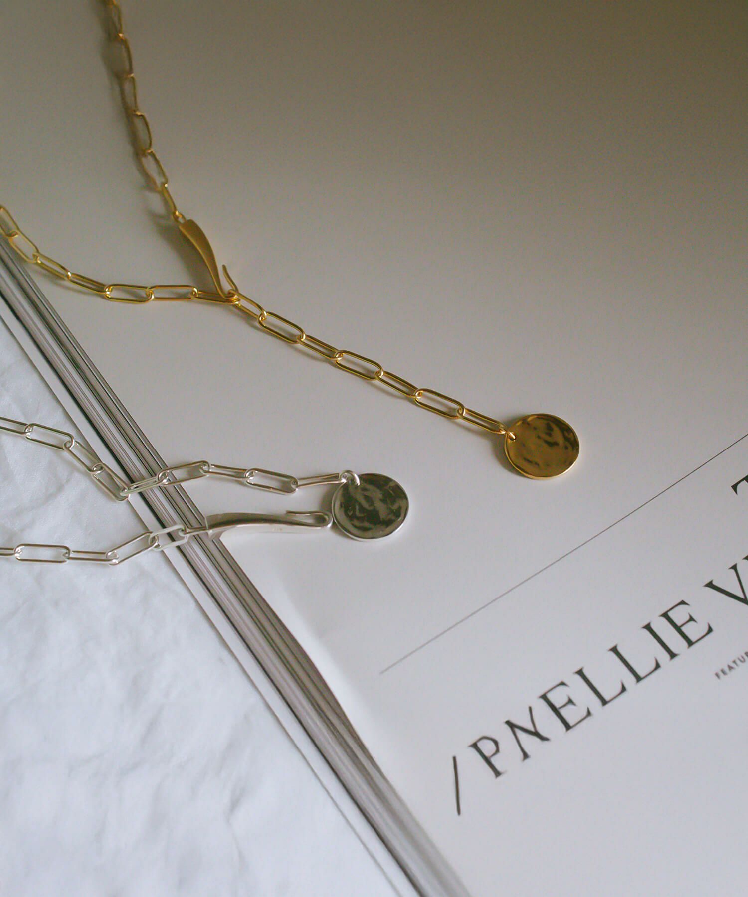 訳ありアウトレット品 通常価格→アウトレット価格 無地 コイン ネックレス ロング レディース シンプル ゴールド ネックレス 【Novac-blanca ノバックブランカ】 長め ペタル 丸 ラウンド サークル 金属アレルギー対応 シルバー925 silver925 たたき