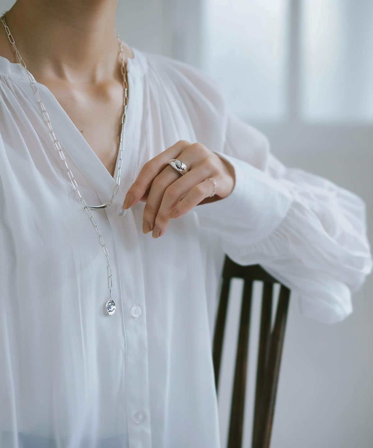 訳ありアウトレット品 通常価格→アウトレット価格 無地 コイン ネックレス ロング レディース シンプル ゴールド ネックレス 【Novac-blanca ノバックブランカ】 長め ペタル 丸 ラウンド サークル 金属アレルギー対応 シルバー925 silver925 たたき