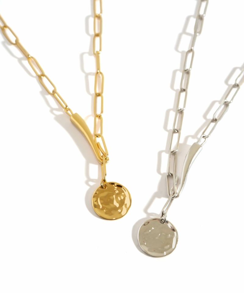 訳ありアウトレット品 通常価格→アウトレット価格 無地 コイン ネックレス ロング レディース シンプル ゴールド ネックレス 【Novac-blanca ノバックブランカ】 長め ペタル 丸 ラウンド サークル 金属アレルギー対応 シルバー925 silver925 たたき