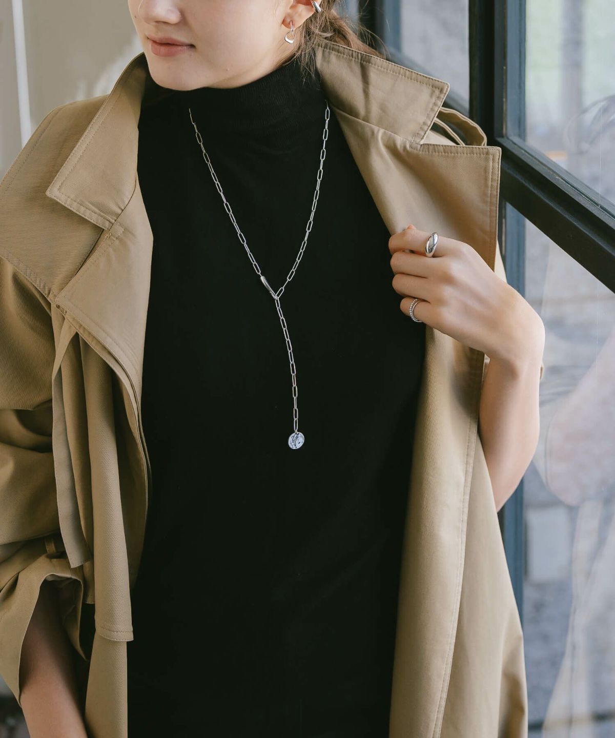 訳ありアウトレット品 通常価格→アウトレット価格 無地 コイン ネックレス ロング レディース シンプル ゴールド ネックレス 【Novac-blanca ノバックブランカ】 長め ペタル 丸 ラウンド サークル 金属アレルギー対応 シルバー925 silver925 たたき