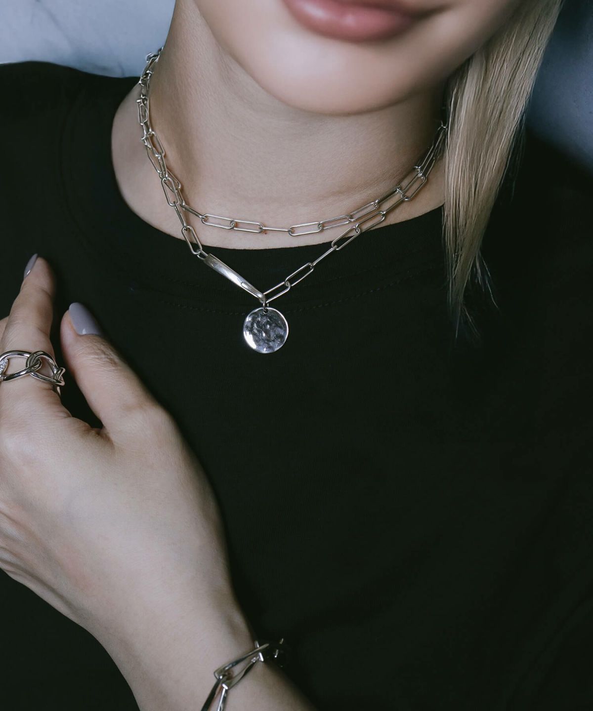 訳ありアウトレット品 通常価格→アウトレット価格 無地 コイン ネックレス ロング レディース シンプル ゴールド ネックレス 【Novac-blanca ノバックブランカ】 長め ペタル 丸 ラウンド サークル 金属アレルギー対応 シルバー925 silver925 たたき