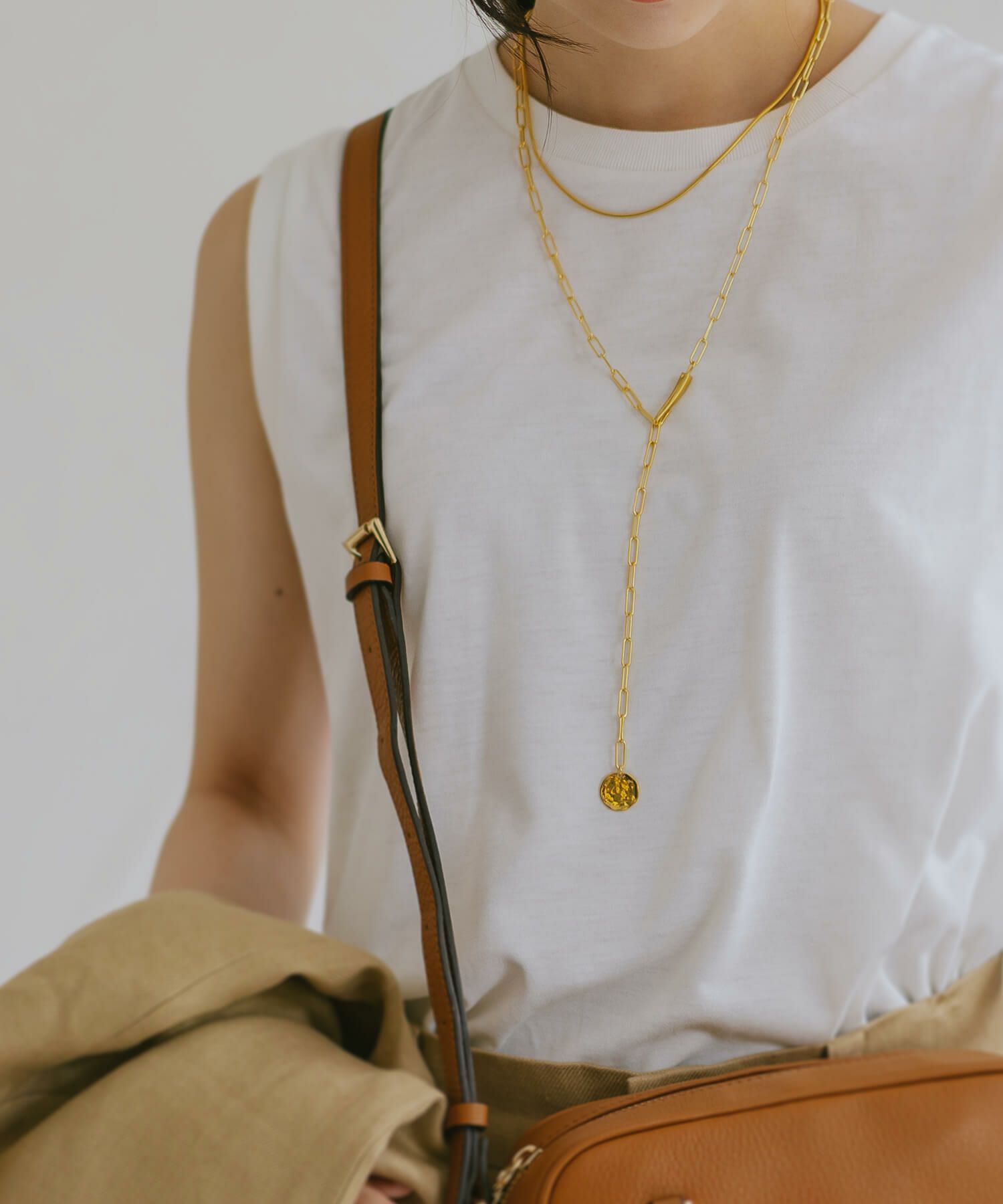 訳ありアウトレット品 通常価格→アウトレット価格 無地 コイン ネックレス ロング レディース シンプル ゴールド ネックレス 【Novac-blanca ノバックブランカ】 長め ペタル 丸 ラウンド サークル 金属アレルギー対応 シルバー925 silver925 たたき