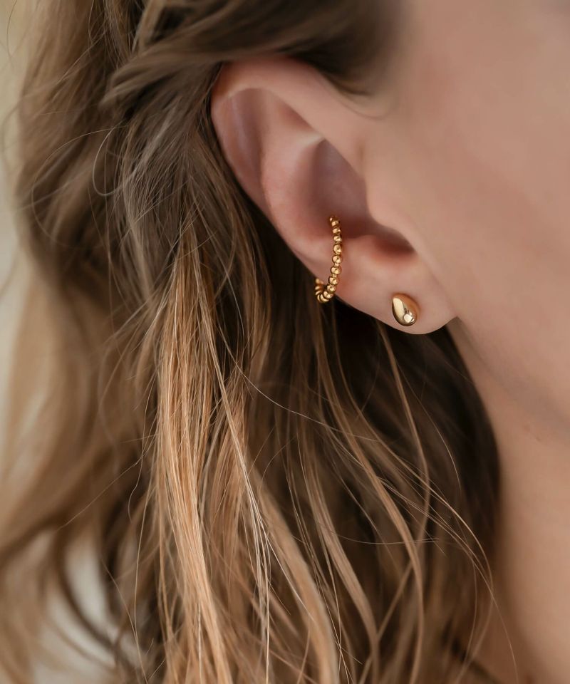 つけっぱなし ピアス ピアス 18金 レディース セカンドピアス k18 軸太 【MOLLICA-GRAND モリカ・グラン】 ポスト長め 18k 小ぶり 金属アレルギー 対応 レディース ジュエリー アクセサリー プレゼント カジュアル おしゃれ セカンドピアス シンプル ぷっくり 豆 エッグ 軽量