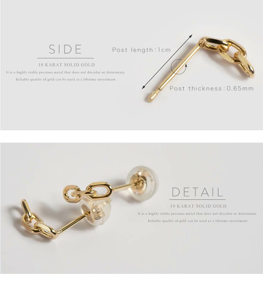 チェーン ピアス 金属アレルギー対応 キャッチ 【KATENA  pierce カテナ】 ピアス 小さい ゴールド レディース シンプル 小ぶり 華奢 細い 10金 k10 10k 日本製 ピアス メンズ チェーンピアス イエローゴールド