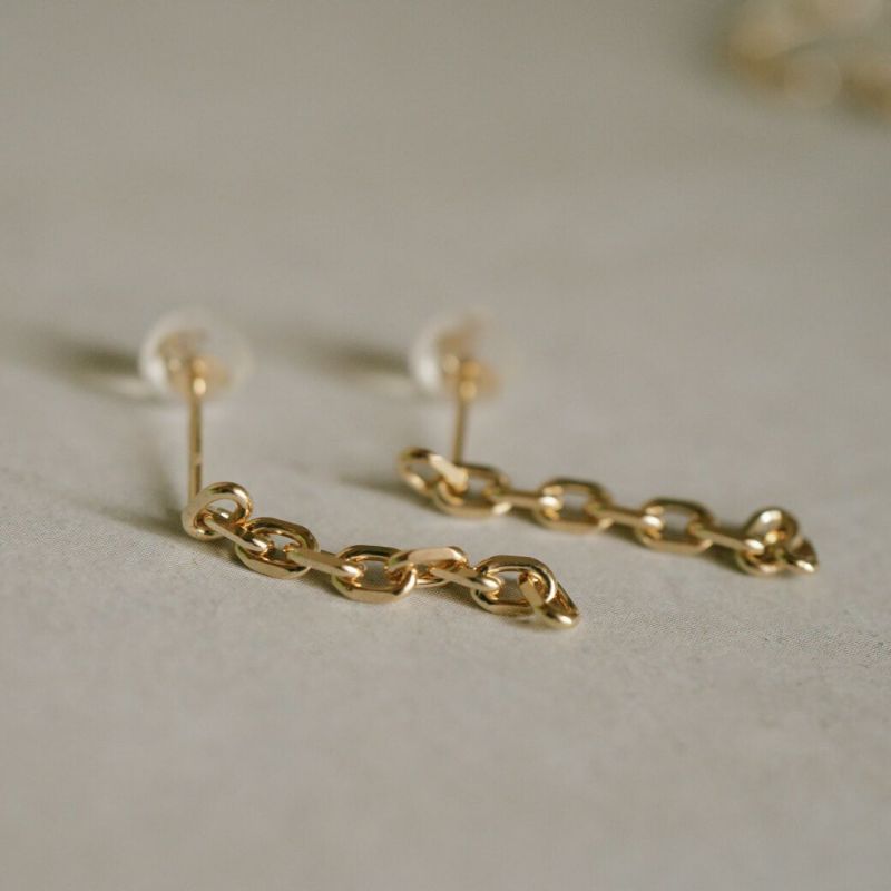 ピアス 金属アレルギー ゴールド 10k 10金 【SILSILA-PE シルシラ】 チェーン ピアス 揺れる スタッドピアス レディース ジュエリー アクセサリー k10 イエローゴールド 細い 極細 華奢 トレンド 上品 流行 スタイリッシュ