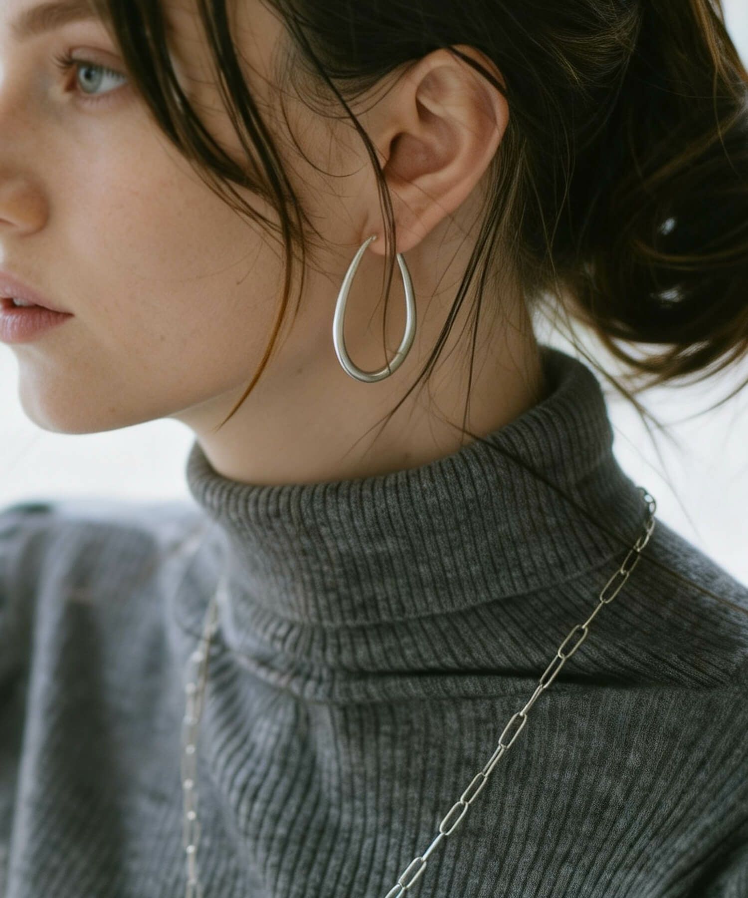 【訳ありアウトレット品】★通常価格→アウトレット価格 シルバー ゴールド ピアス フープ【Tilk ティルク】18K仕上げ 揺れる ドロップピアス オーバル フープピアス Silver925 両耳用 大ぶり ピアス ロングピアス レトロ キャッチレス 長さ4.5cm ピアス シルバー マット