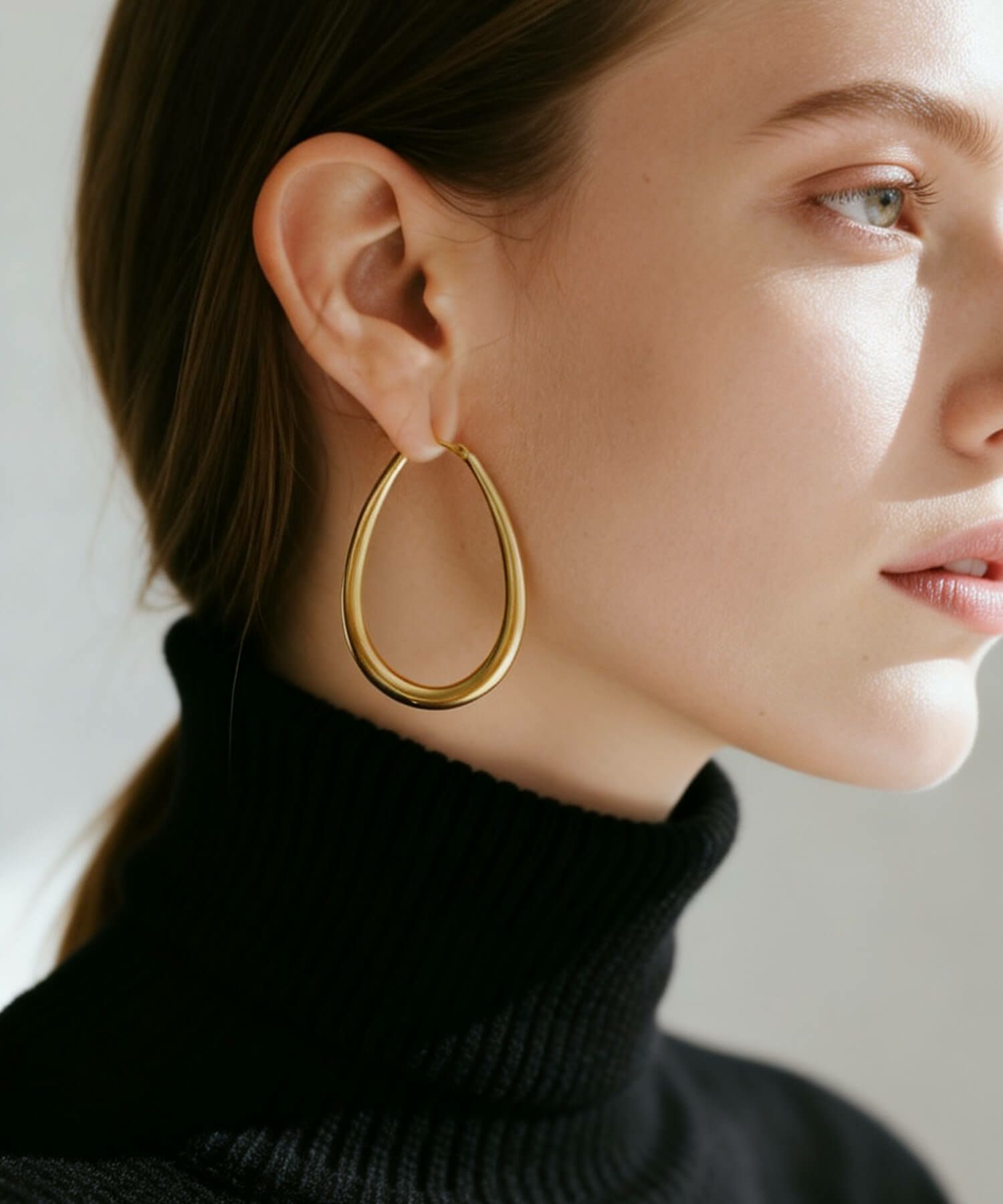 【訳ありアウトレット品】★通常価格→アウトレット価格 シルバー ゴールド ピアス フープ【Tilk ティルク】18K仕上げ 揺れる ドロップピアス オーバル フープピアス Silver925 両耳用 大ぶり ピアス ロングピアス レトロ キャッチレス 長さ4.5cm ピアス シルバー マット