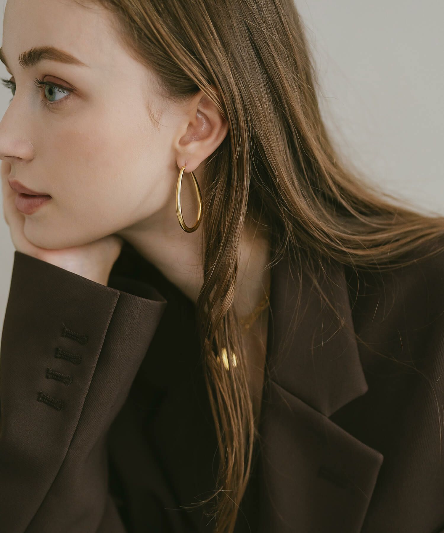 【訳ありアウトレット品】★通常価格→アウトレット価格 シルバー ゴールド ピアス フープ【Tilk ティルク】18K仕上げ 揺れる ドロップピアス オーバル フープピアス Silver925 両耳用 大ぶり ピアス ロングピアス レトロ キャッチレス 長さ4.5cm ピアス シルバー マット