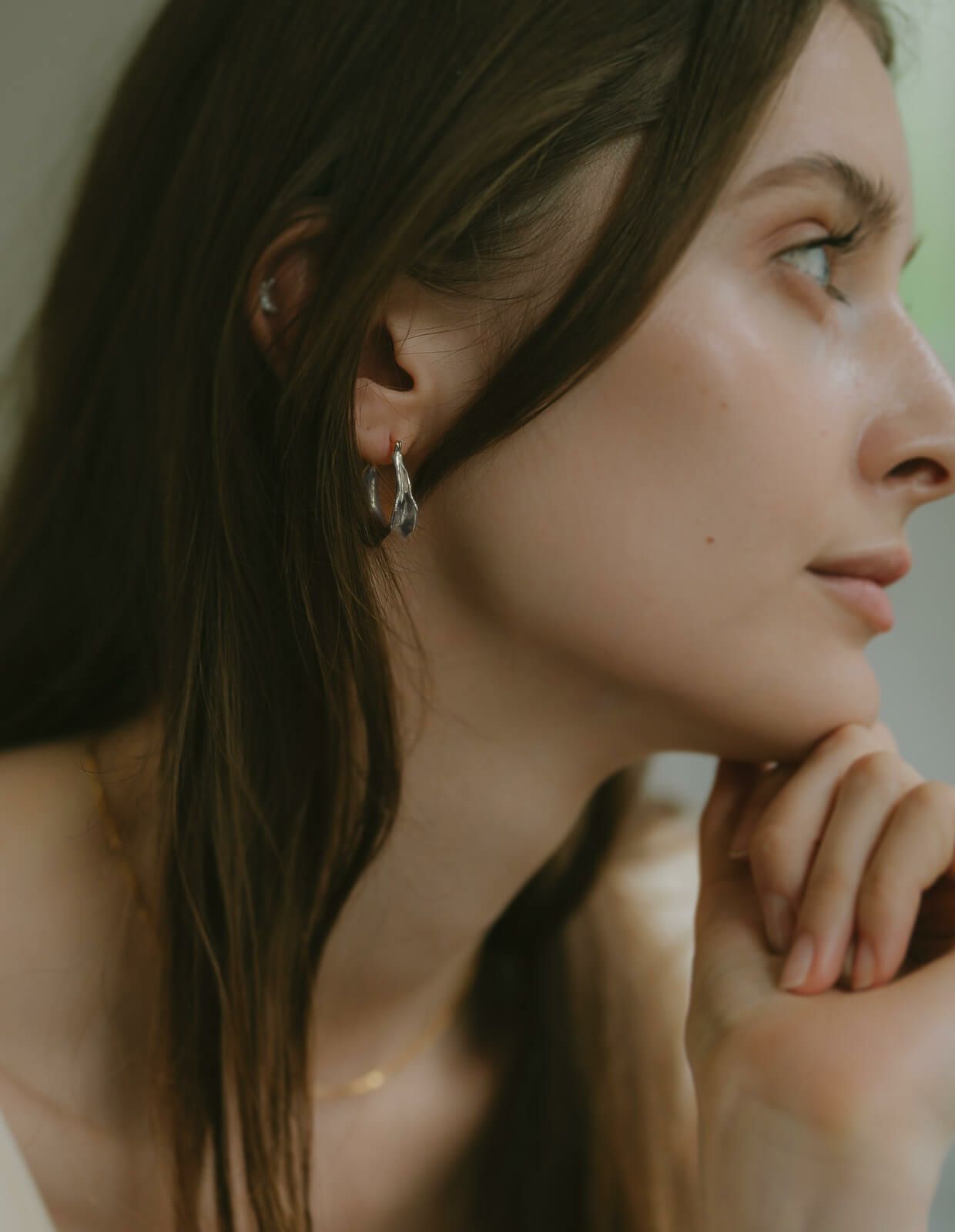 シルバー925 フープピアス ウェーブ