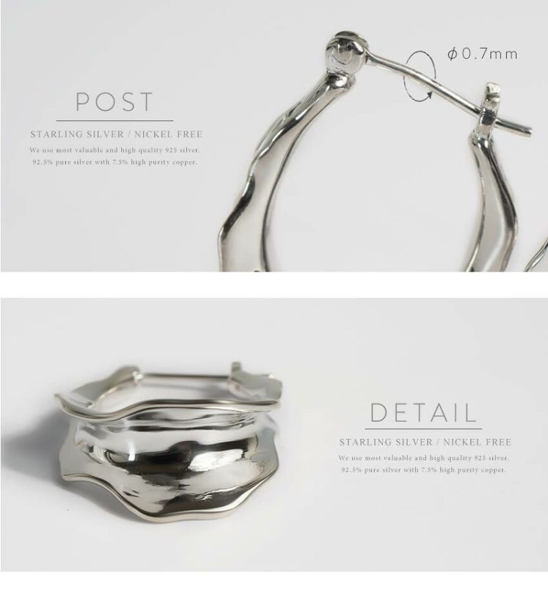 シルバー925 フープピアス ウェーブ