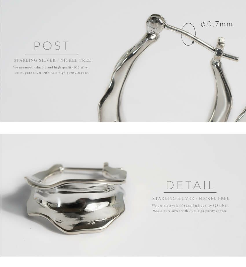 シルバー925 フープピアス ウェーブ