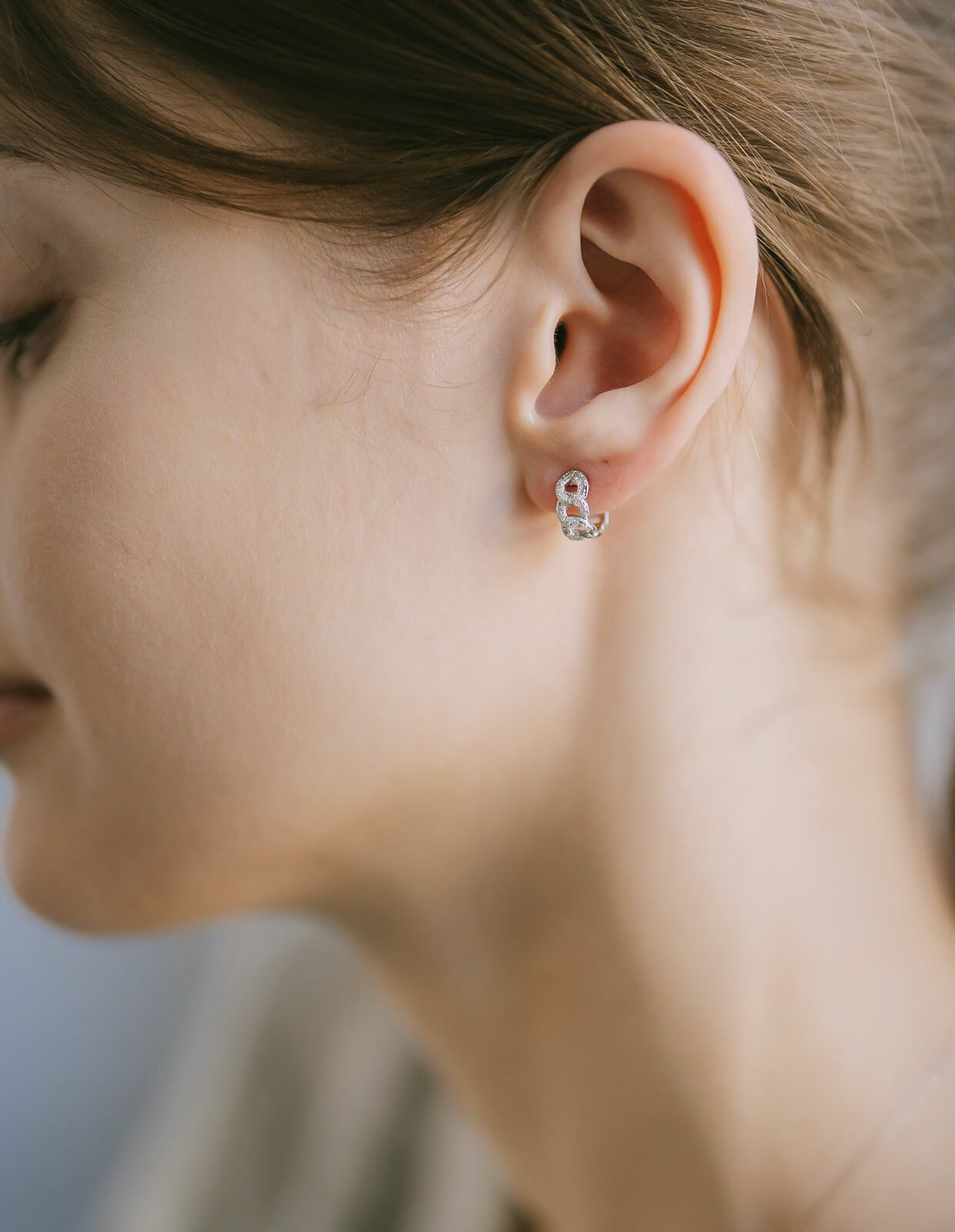 ジルコニア 小ぶり フープピアス 【kyklos-chain キクロス・チェーン  