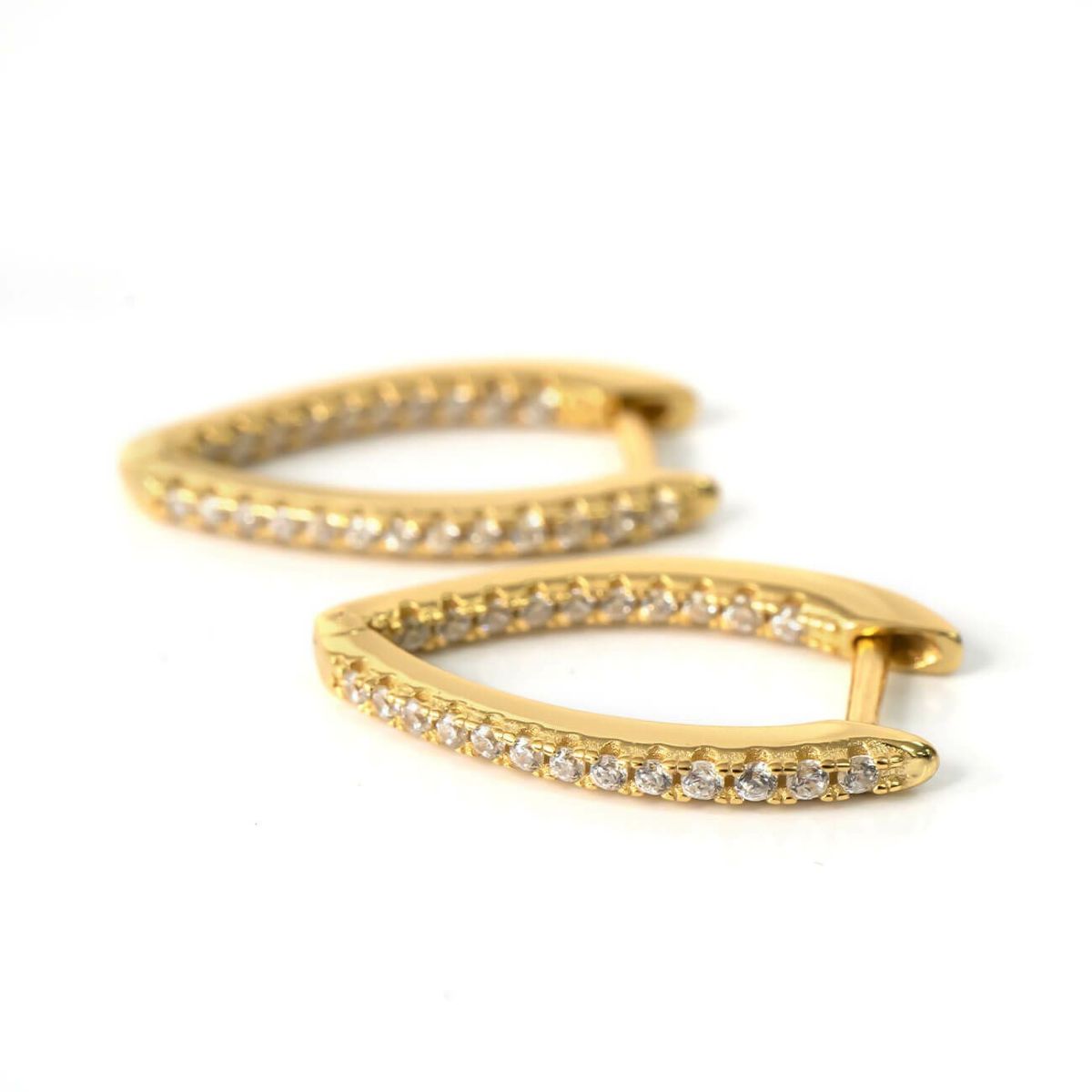 金属アレルギー対応シルバー925ピアスジルコニアフープ【kyklos-wegキクロス・ウェッジ】パヴェピアスフープピアス18kシルバーゴールドk18小ぶりピアスSilver92518金ニッケルフリーV字シャープピアスシンプルレディースキラキラ