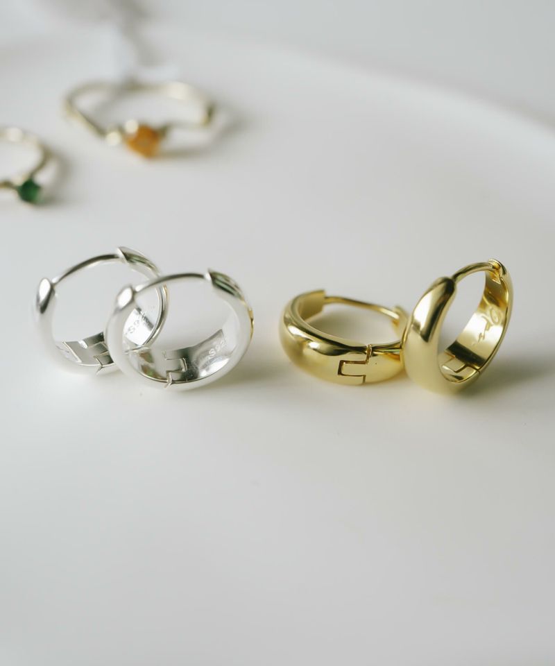 金属アレルギー対応ピアスフープ小さめ【kyklos-moonキクロス・ムーン】中折れ式シルバー925フープピアス18K仕上げシルバーピアスゴールドk18小ぶりピアスSilver92518金ニッケルフリーピアスシンプルレディース