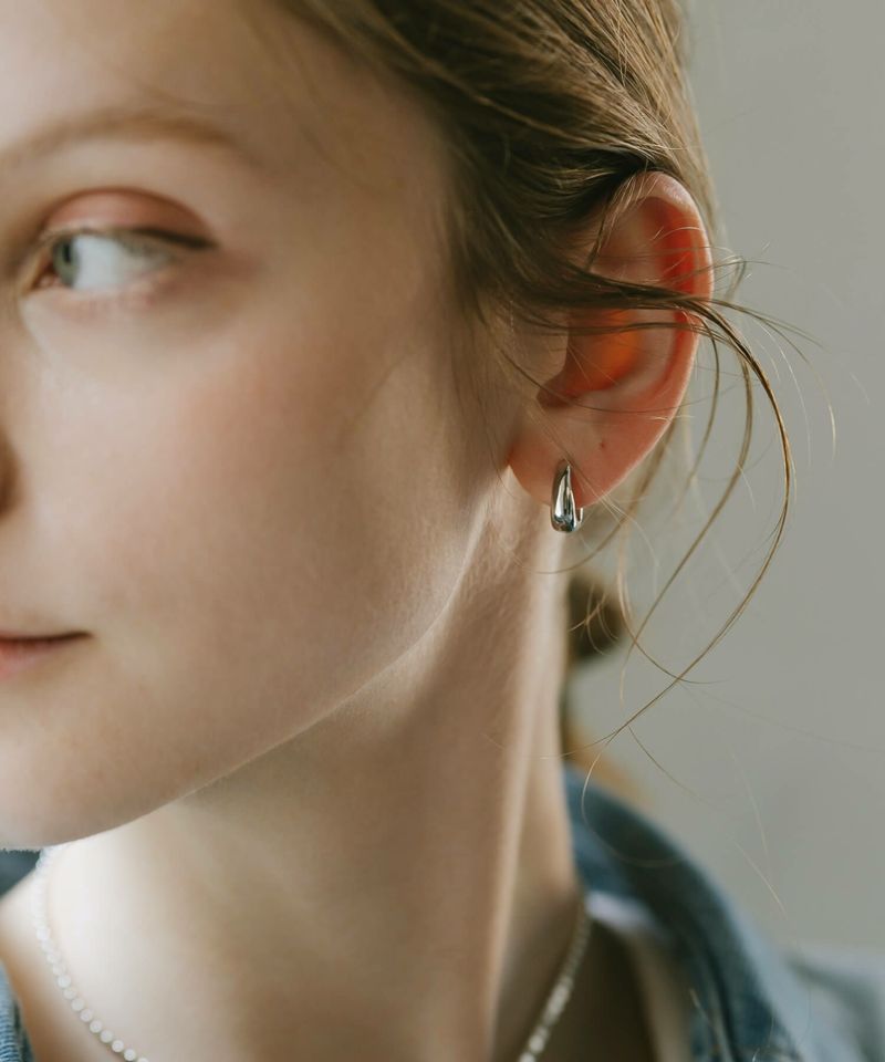 金属アレルギー対応ピアスフープ小さめ【kyklos-moonキクロス・ムーン】中折れ式シルバー925フープピアス18K仕上げシルバーピアスゴールドk18小ぶりピアスSilver92518金ニッケルフリーピアスシンプルレディース