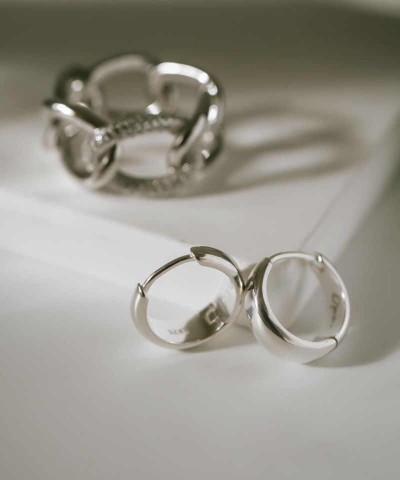 金属アレルギー対応ピアスフープ小さめ【kyklos-moonキクロス・ムーン】中折れ式シルバー925フープピアス18K仕上げシルバーピアスゴールドk18小ぶりピアスSilver92518金ニッケルフリーピアスシンプルレディース