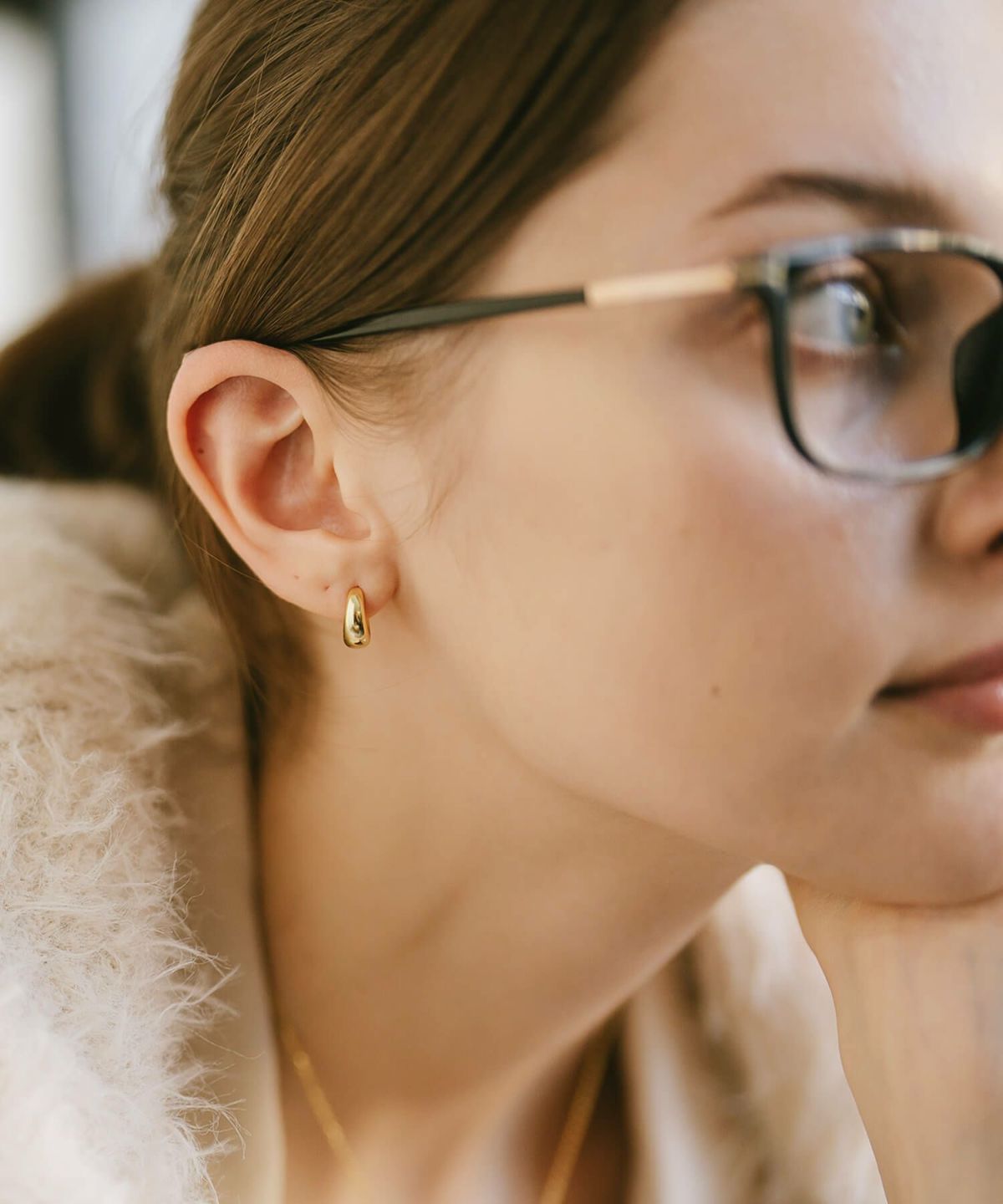 金属アレルギー対応ピアスフープ小さめ【kyklos-moonキクロス・ムーン】中折れ式シルバー925フープピアス18K仕上げシルバーピアスゴールドk18小ぶりピアスSilver92518金ニッケルフリーピアスシンプルレディース