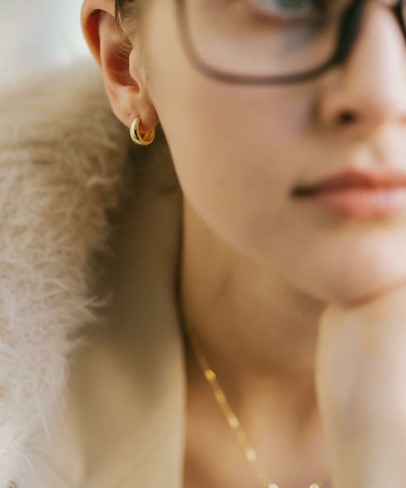 金属アレルギー対応ピアスフープ小さめ【kyklos-moonキクロス・ムーン】中折れ式シルバー925フープピアス18K仕上げシルバーピアスゴールドk18小ぶりピアスSilver92518金ニッケルフリーピアスシンプルレディース