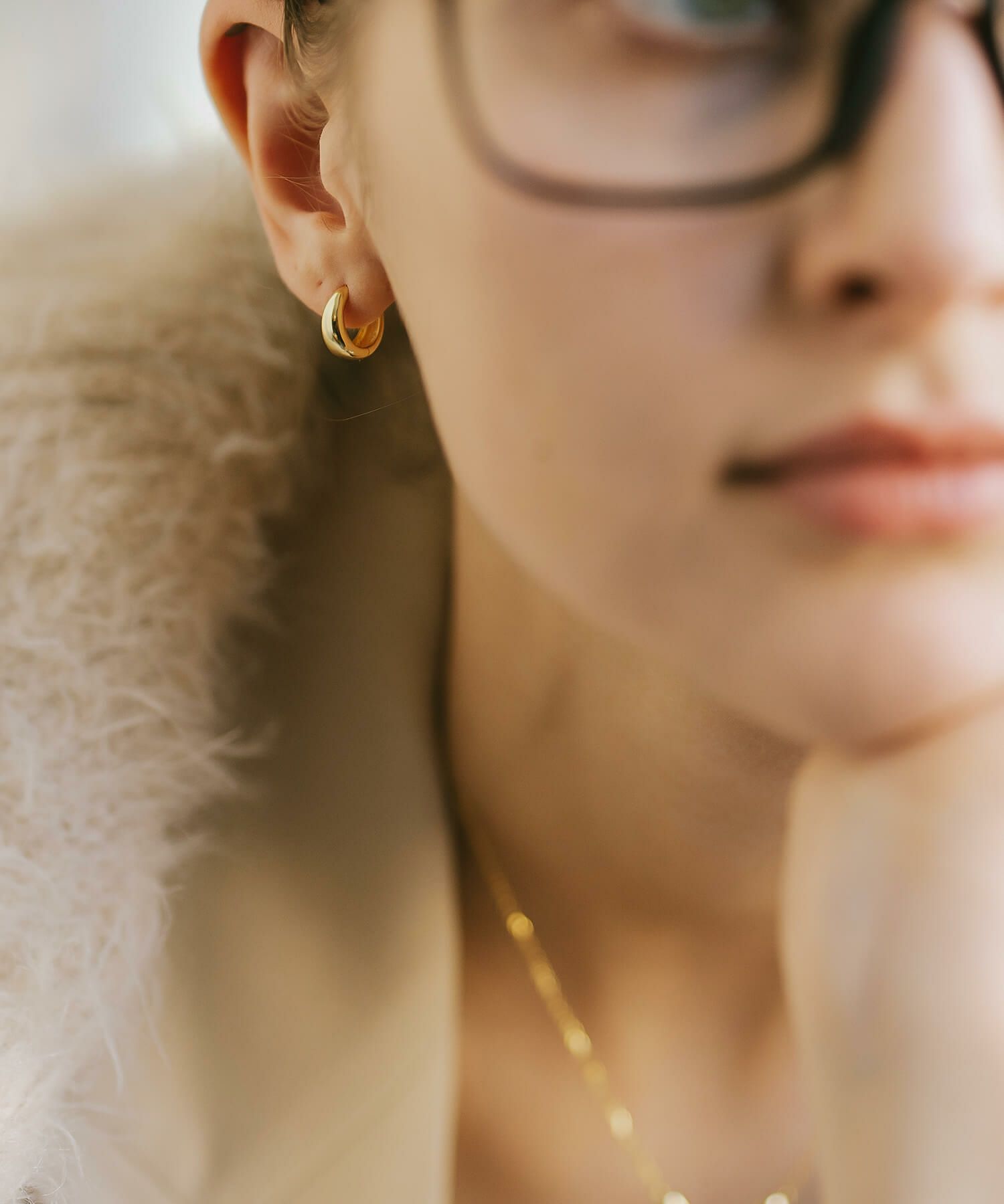 金属アレルギー対応ピアスフープ小さめ【kyklos-moonキクロス・ムーン】中折れ式シルバー925フープピアス18K仕上げシルバーピアスゴールドk18小ぶりピアスSilver92518金ニッケルフリーピアスシンプルレディース