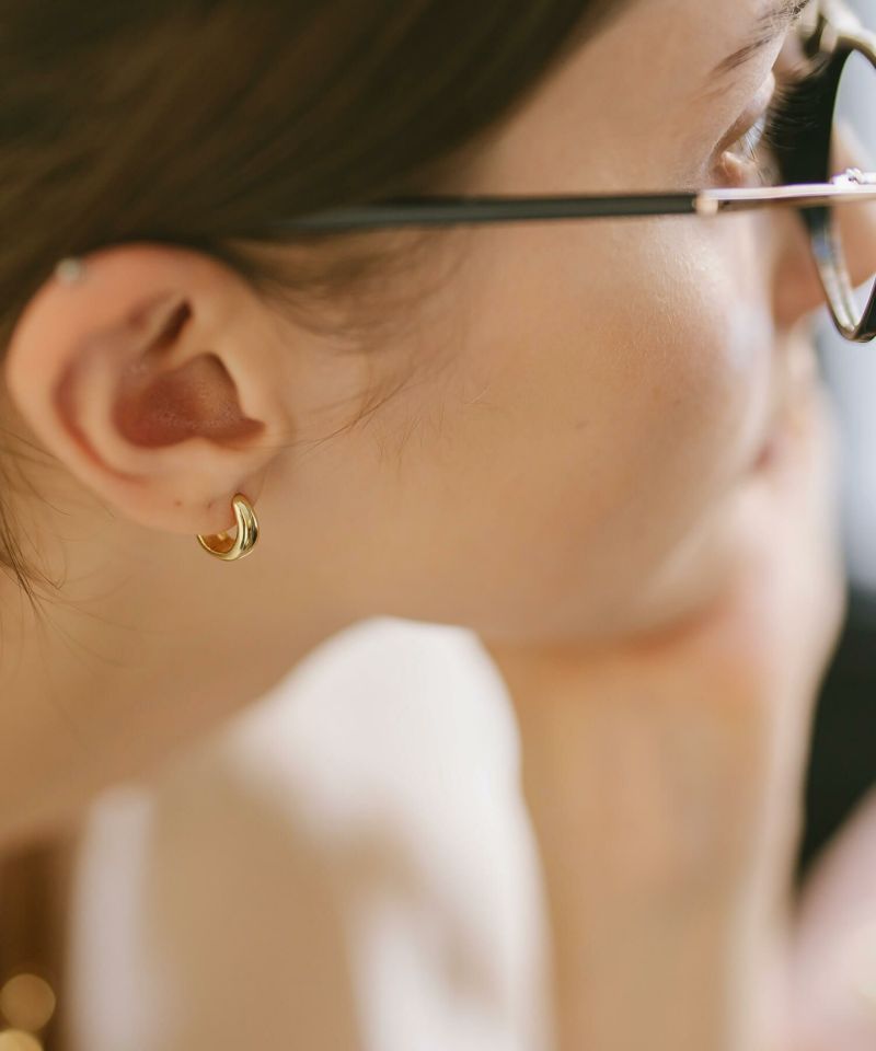 金属アレルギー対応ピアスフープ小さめ【kyklos-moonキクロス・ムーン】中折れ式シルバー925フープピアス18K仕上げシルバーピアスゴールドk18小ぶりピアスSilver92518金ニッケルフリーピアスシンプルレディース
