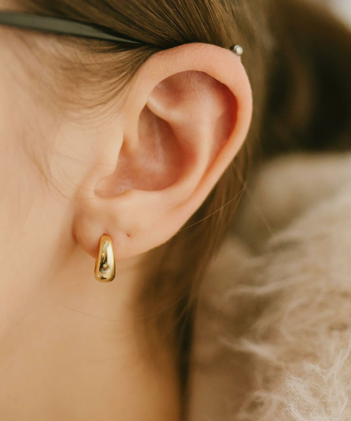 金属アレルギー対応ピアスフープ小さめ【kyklos-moonキクロス・ムーン】中折れ式シルバー925フープピアス18K仕上げシルバーピアスゴールドk18小ぶりピアスSilver92518金ニッケルフリーピアスシンプルレディース