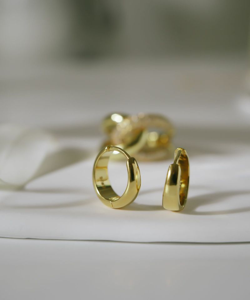 金属アレルギー対応ピアスフープ小さめ【kyklos-moonキクロス・ムーン】中折れ式シルバー925フープピアス18K仕上げシルバーピアスゴールドk18小ぶりピアスSilver92518金ニッケルフリーピアスシンプルレディース