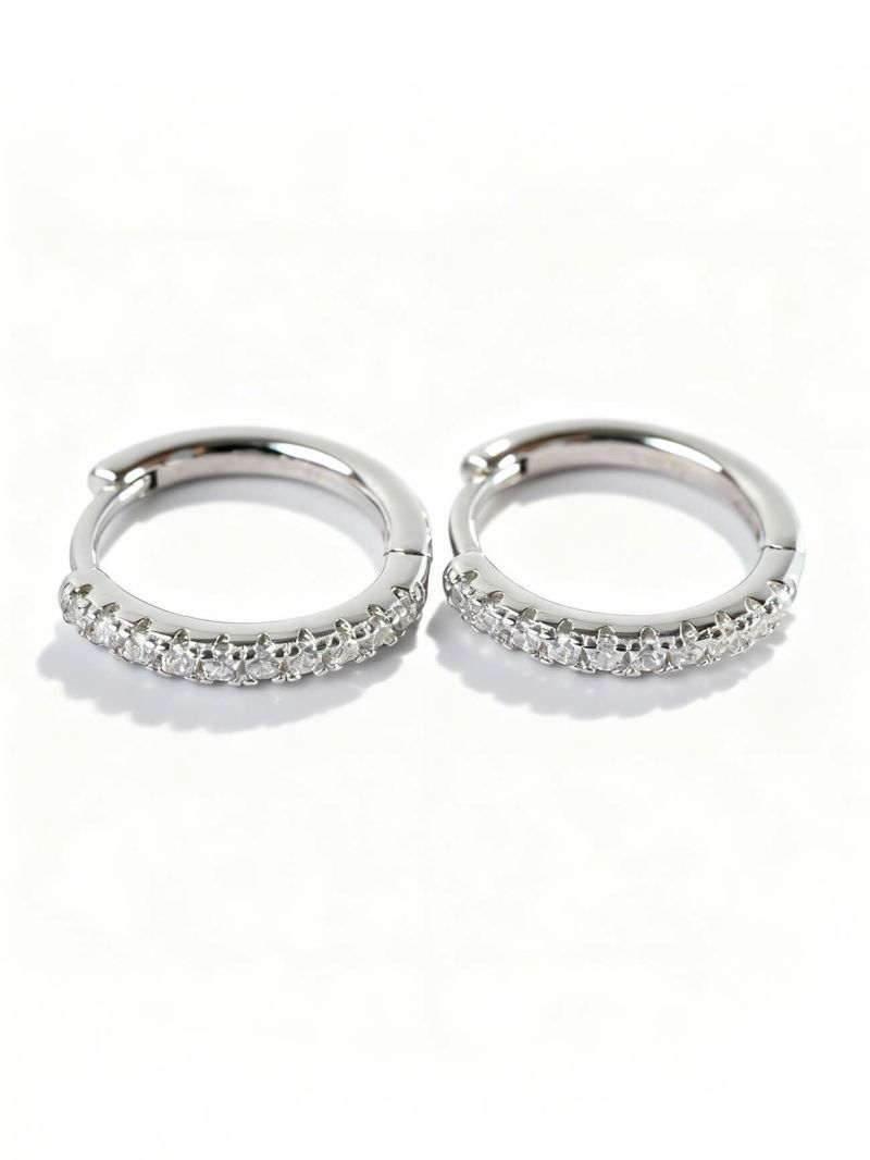 金属アレルギー対応ピアスフープ小さめジルコニア【kyklos-strキクロス・ストレート】中折れ式シルバー925フープピアス18K仕上げシルバーピアスゴールドk18小ぶりピアスSilver92518金ニッケルフリーピアスシンプルレディースキラキラ