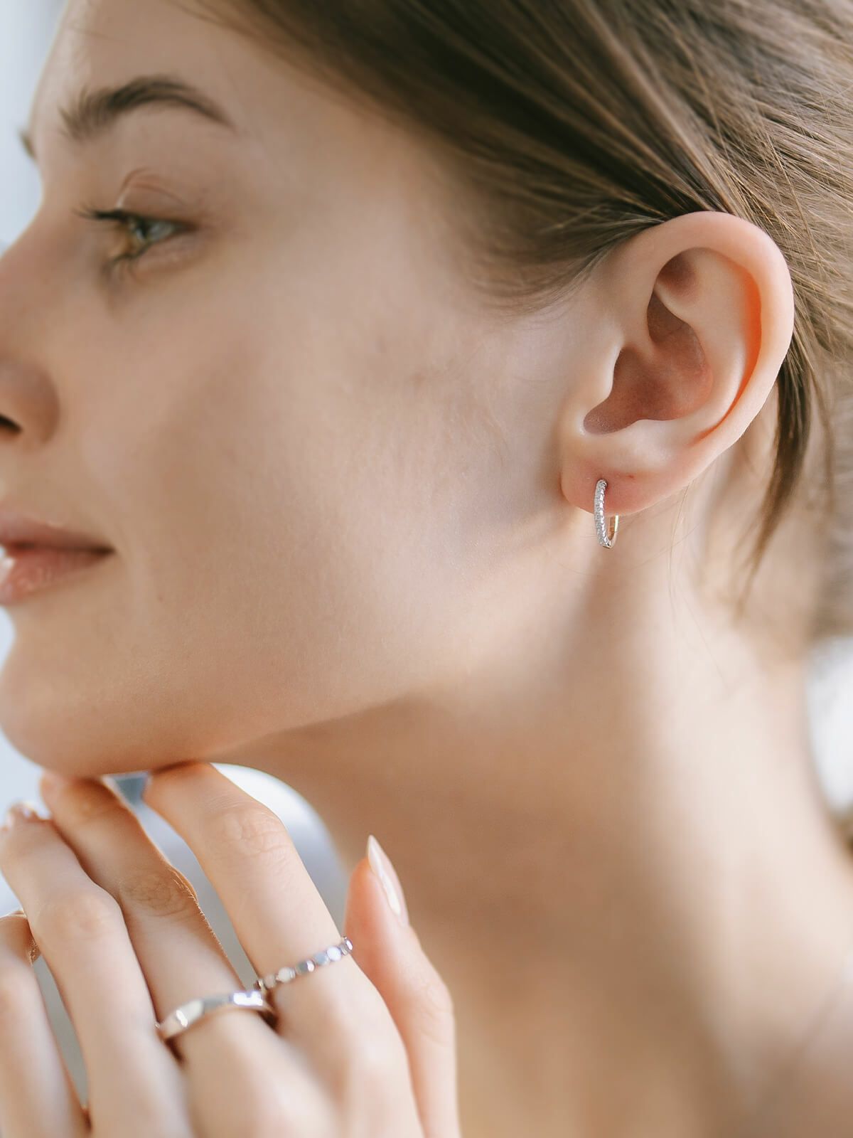 金属アレルギー対応ピアスフープ小さめジルコニア【kyklos-strキクロス・ストレート】中折れ式シルバー925フープピアス18K仕上げシルバーピアスゴールドk18小ぶりピアスSilver92518金ニッケルフリーピアスシンプルレディースキラキラ