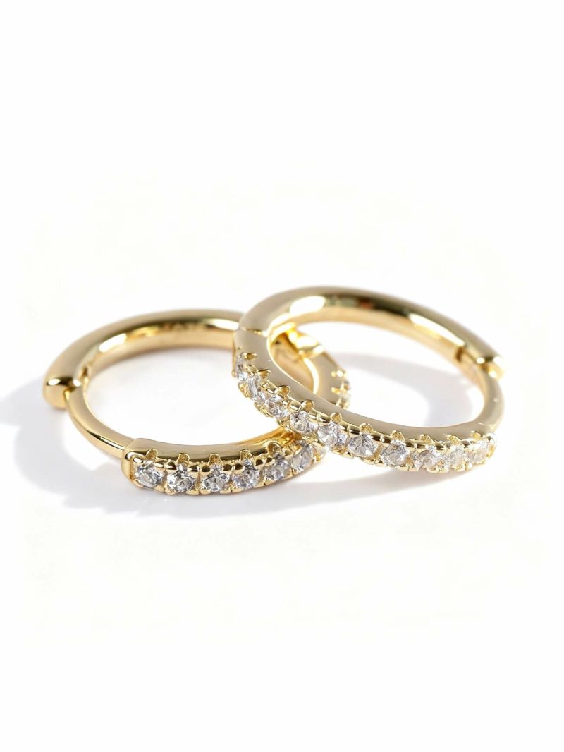 金属アレルギー対応ピアスフープ小さめジルコニア【kyklos-strキクロス・ストレート】中折れ式シルバー925フープピアス18K仕上げシルバーピアスゴールドk18小ぶりピアスSilver92518金ニッケルフリーピアスシンプルレディースキラキラ