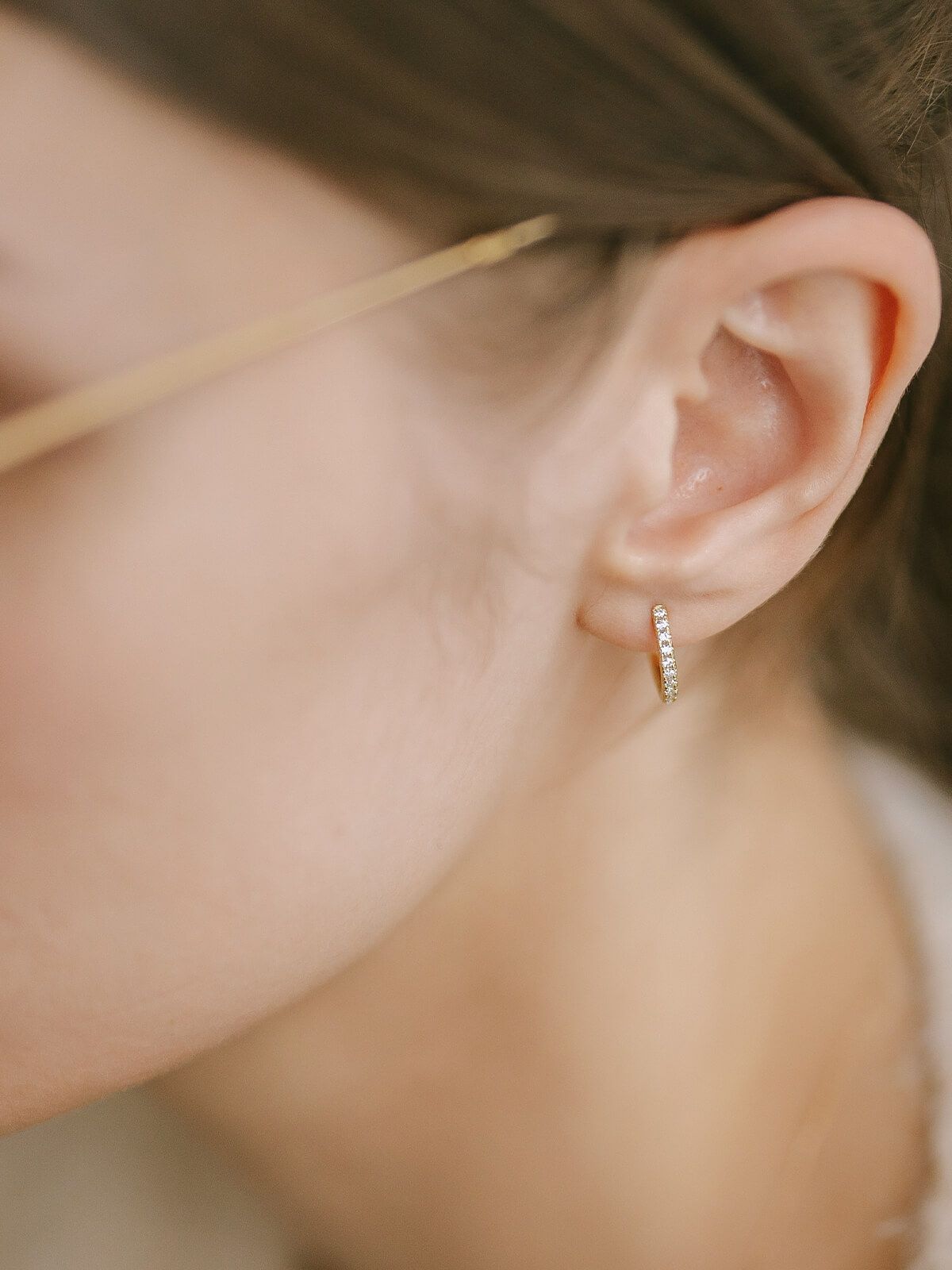 金属アレルギー対応ピアスフープ小さめジルコニア【kyklos-strキクロス・ストレート】中折れ式シルバー925フープピアス18K仕上げシルバーピアスゴールドk18小ぶりピアスSilver92518金ニッケルフリーピアスシンプルレディースキラキラ