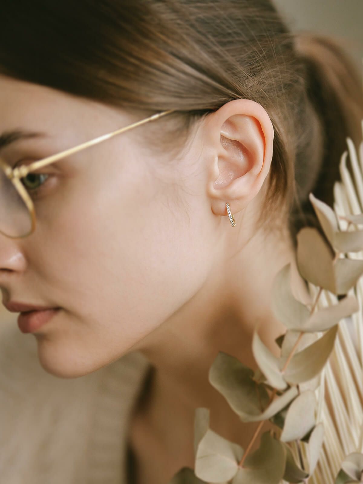 金属アレルギー対応ピアスフープ小さめジルコニア【kyklos-strキクロス・ストレート】中折れ式シルバー925フープピアス18K仕上げシルバーピアスゴールドk18小ぶりピアスSilver92518金ニッケルフリーピアスシンプルレディースキラキラ