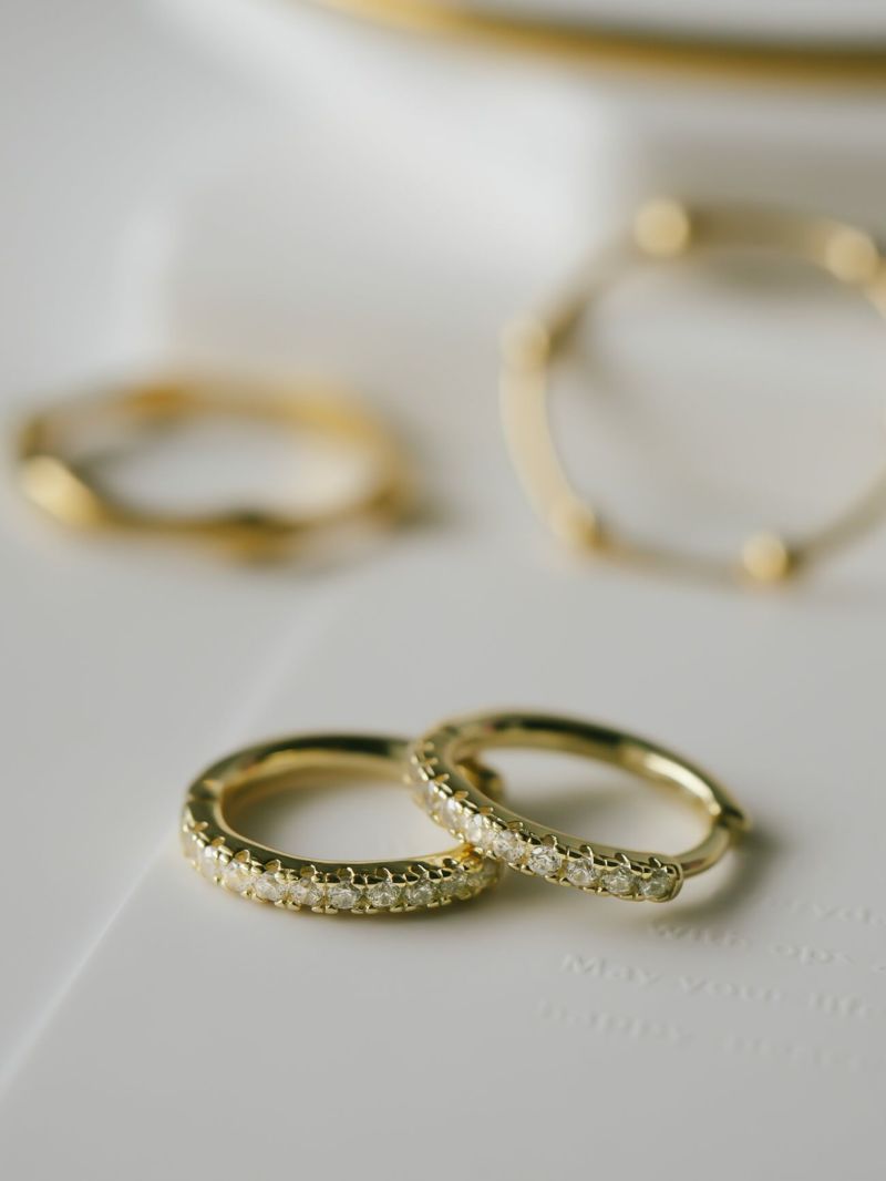 金属アレルギー対応ピアスフープ小さめジルコニア【kyklos-strキクロス・ストレート】中折れ式シルバー925フープピアス18K仕上げシルバーピアスゴールドk18小ぶりピアスSilver92518金ニッケルフリーピアスシンプルレディースキラキラ