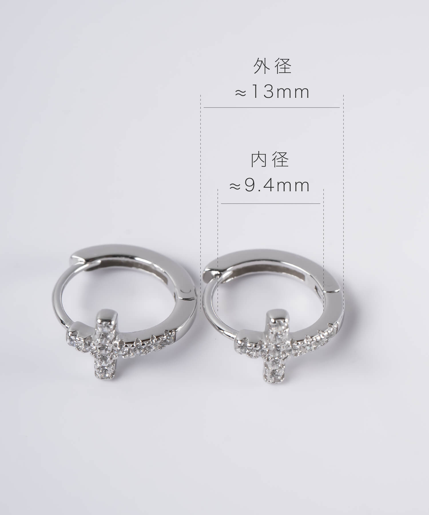 金属アレルギー 対応 ピアス フープ 小さめ ジルコニア 【kyklos-cros キクロス・クロス】 中折れ式 シルバー925 十字架 クロス フープピアス 18K仕上げ シルバー ピアス ゴールド k18 小ぶりピアス Silver925 18金 ニッケルフリー ピアス シンプル レディース キラキラ