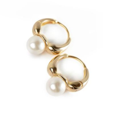 金属アレルギー 対応 パール ピアス ぶら下がり フープ 小さめ 【kyklos-pearl キクロス・パール】 ピアス 18k 仕上げ フープ 中折れ式 シルバー925 真珠 ピアス 普段 使い フープピアス シルバー ゴールド k18 小ぶりピアス 18金 ニッケルフリー シンプル ピアス レディース