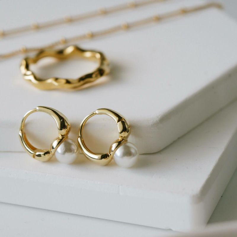 パール 小ぶり フープピアス 【kyklos-pearl キクロス パール