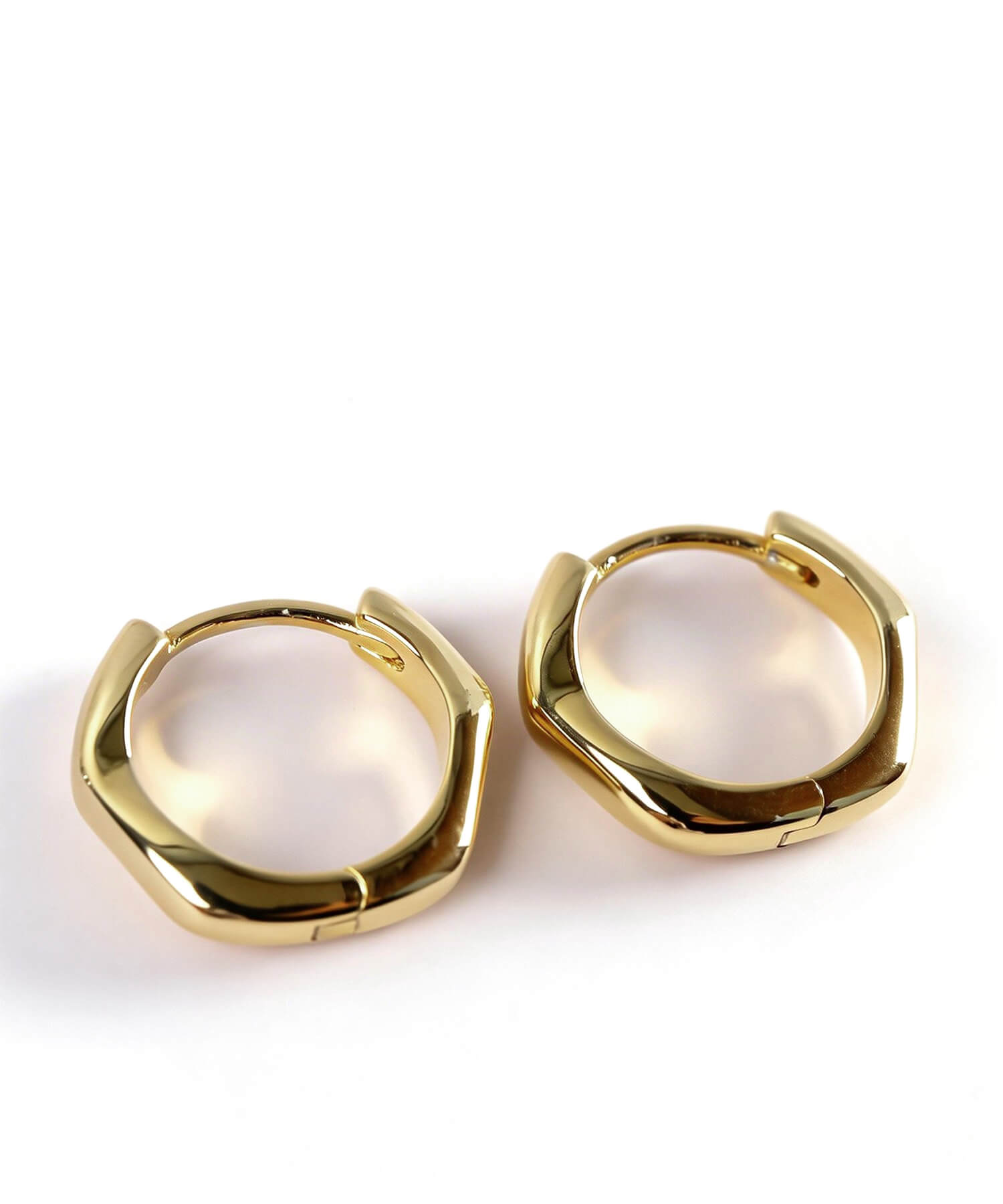 金属アレルギー対応ピアスフープ小さめ【kyklos-waveキクロス・ウェーブ】幾何学ウェーブピアス18k仕上げフープ中折れ式シルバー925フープピアスシルバーゴールドk18小ぶりピアス18金六角ニッケルフリーシンプルピアスレディース