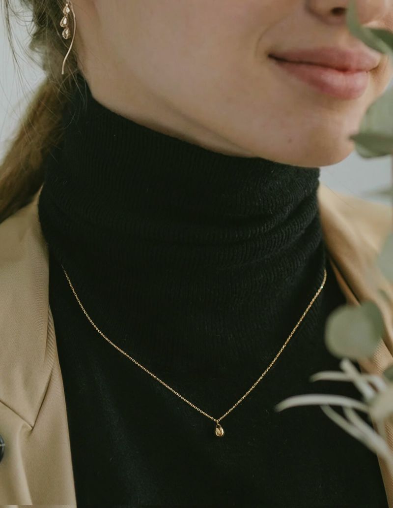 18kネックレスチェーンイエローゴールド【MOLLICAモリカ】18金金属アレルギー対応レディースジュエリーネックレスアクセサリーk18クリスマスギフト女性プレゼント大人カジュアルおしゃれシンプルぷっくりハートエッグモチーフ楕円