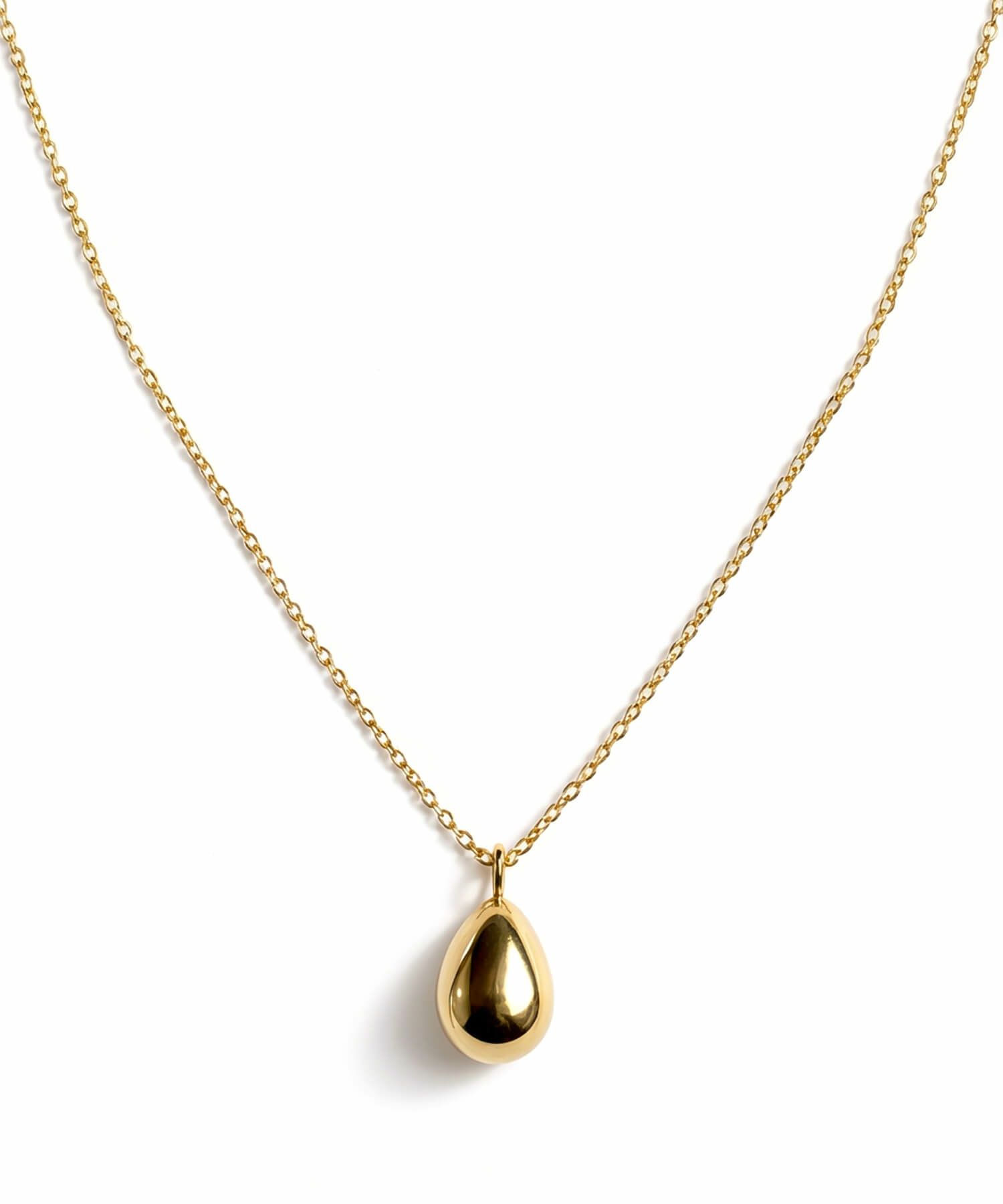 18kネックレスチェーンイエローゴールド【MOLLICAモリカ】18金金属アレルギー対応レディースジュエリーネックレスアクセサリーk18クリスマスギフト女性プレゼント大人カジュアルおしゃれシンプルぷっくりハートエッグモチーフ楕円