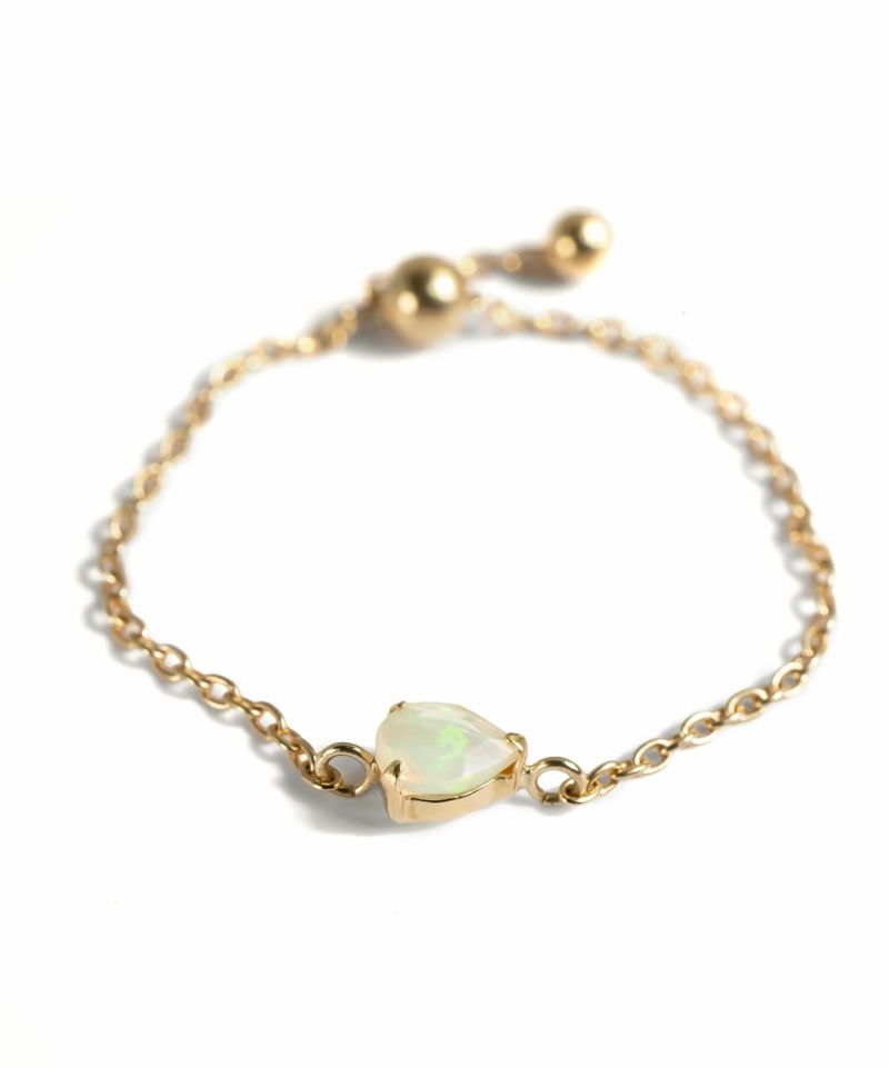 リング指輪18kゴールドレディース【megrez-gemsメグレズ】天然石18金k18チェーンリングフリーサイズ調整可金属アレルギー対応細い繊細極細華奢トゥリングパワーストーンオパールアクアマリンリング重ねづけトレンドクリスマスプレゼント