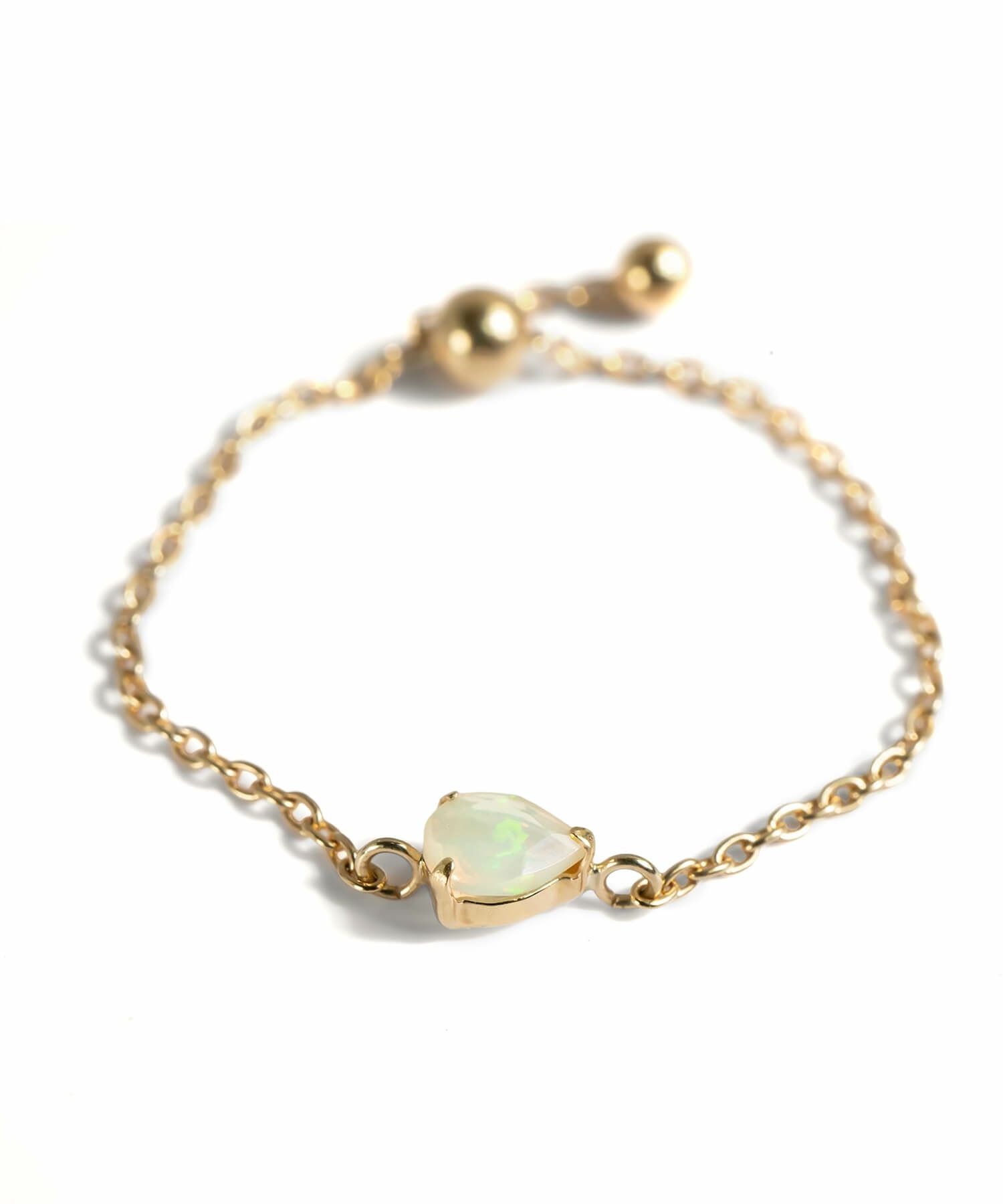 リング指輪18kゴールドレディース【megrez-gemsメグレズ】天然石18金k18チェーンリングフリーサイズ調整可金属アレルギー対応細い繊細極細華奢トゥリングパワーストーンオパールアクアマリンリング重ねづけトレンドクリスマスプレゼント