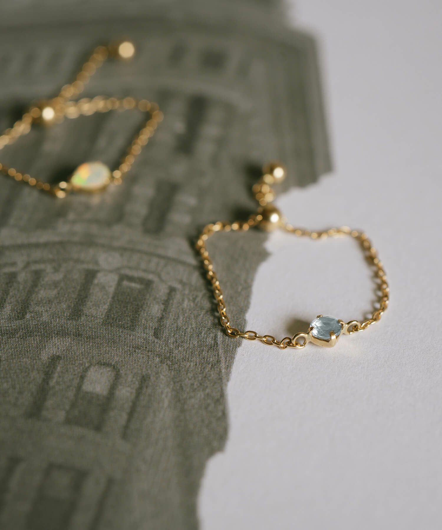 リング指輪18kゴールドレディース【megrez-gemsメグレズ】天然石18金k18チェーンリングフリーサイズ調整可金属アレルギー対応細い繊細極細華奢トゥリングパワーストーンオパールアクアマリンリング重ねづけトレンドクリスマスプレゼント