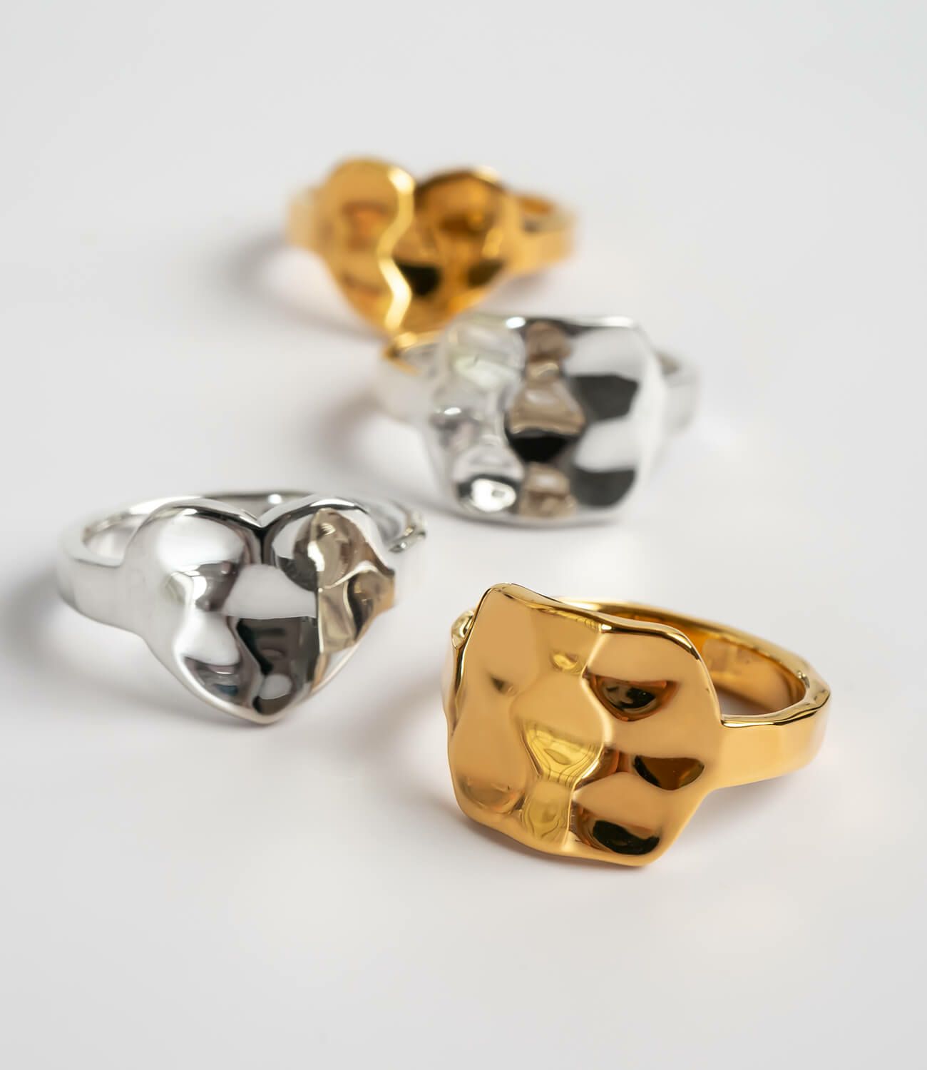 【訳ありアウトレット品】★通常価格→アウトレット価格 リング レディース メンズ ゴールド 指輪 シルバー k18 仕上げ 【Olieolie オリオリ】 ハート スクエア フラットリング 槌目 シルバー925 シンプル 18k 18金 シンプル ゴールド 18K仕上げ シルバーリング Silver925