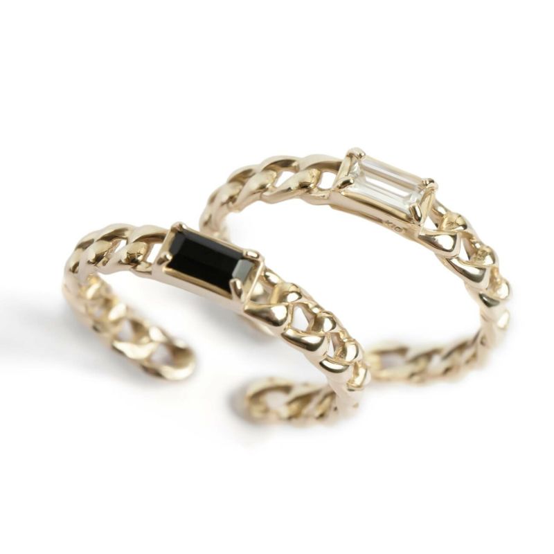 イヤーカフチェーン金属アレルギー対応リングゴールド【tresor-mono-ringトレゾール・モノ】イヤリングフープ丸サークル10金ブラックオニキスホワイトトパーズシンプルイヤカフイヤーカフス華奢繊細k1010k天然石リング指輪イエローゴールド