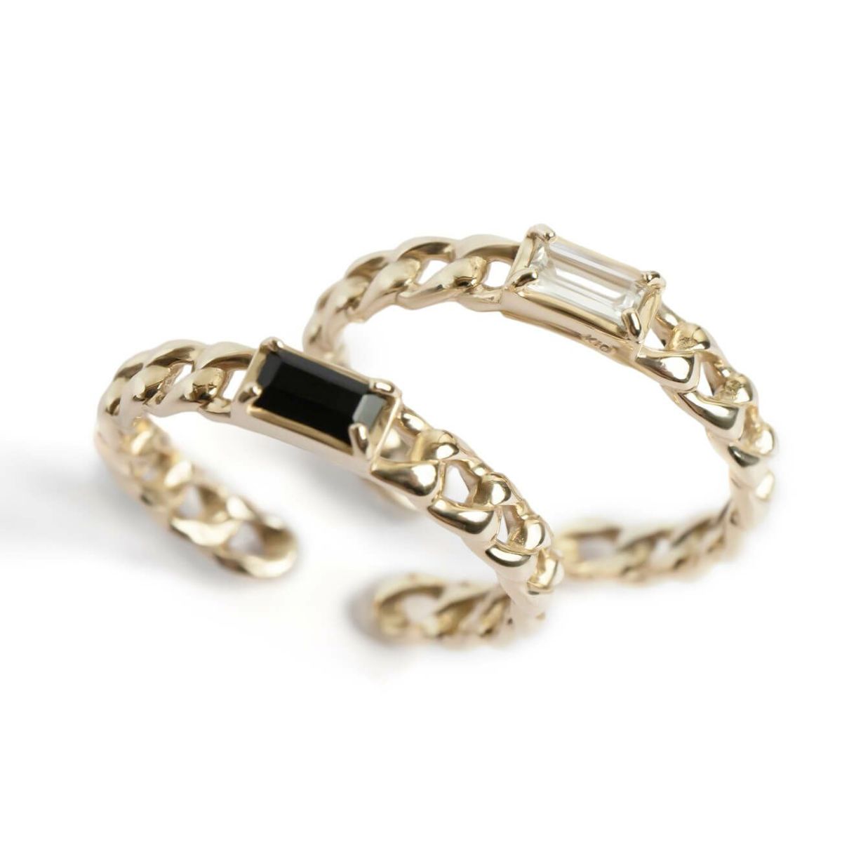 イヤーカフチェーン金属アレルギー対応リングゴールド【tresor-mono-ringトレゾール・モノ】イヤリングフープ丸サークル10金ブラックオニキスホワイトトパーズシンプルイヤカフイヤーカフス華奢繊細k1010k天然石リング指輪イエローゴールド