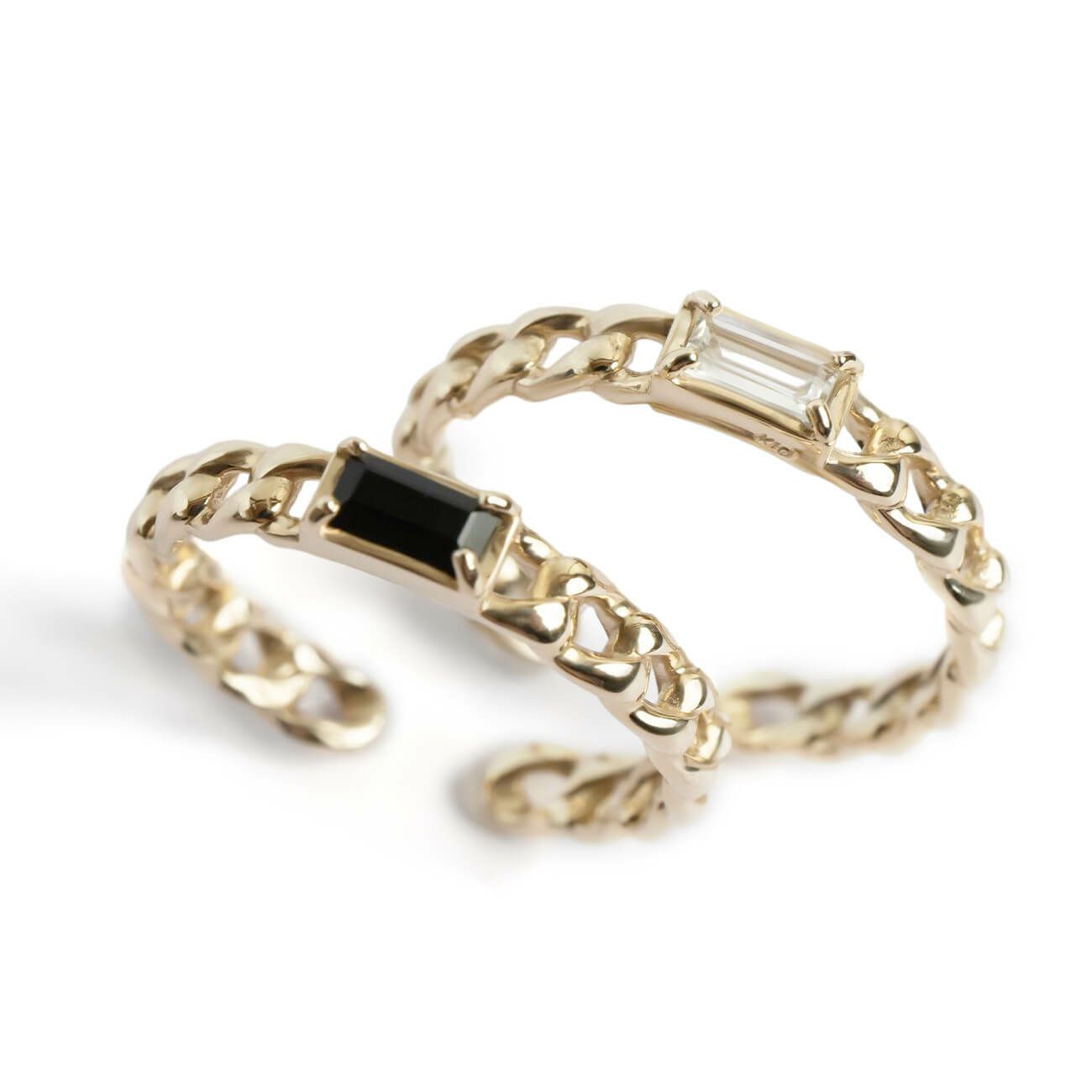 イヤーカフチェーン金属アレルギー対応リングゴールド【tresor-mono-ringトレゾール・モノ】イヤリングフープ丸サークル10金ブラックオニキスホワイトトパーズシンプルイヤカフイヤーカフス華奢繊細k1010k天然石リング指輪イエローゴールド