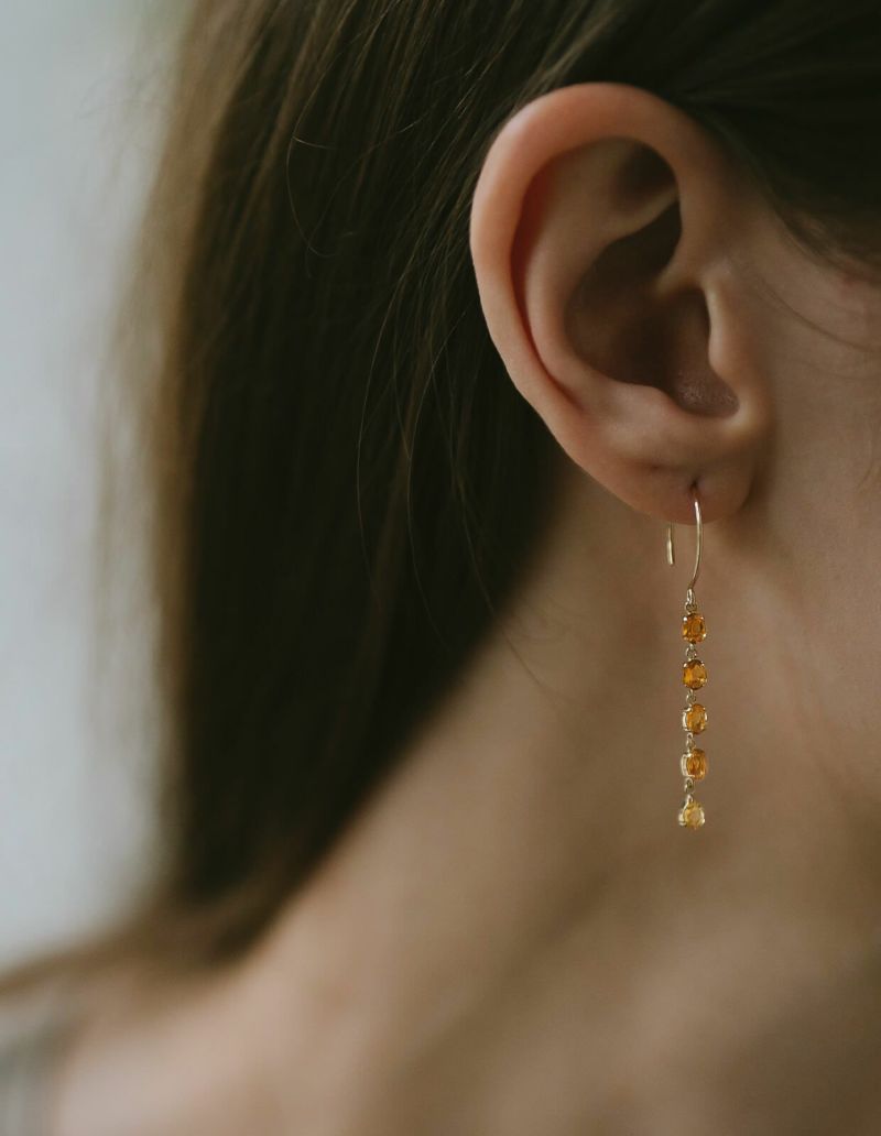 5連ピアス揺れるかわいい天然石金属アレルギー対応【tresor-cinq-peトレゾール・サンク】ピアス10K10金k10ホワイトトパーズシトリン小さめピアス小ぶり大人おしゃれピアスシンプル小さい誕生石エレガント石パワーストーンお守り繊細