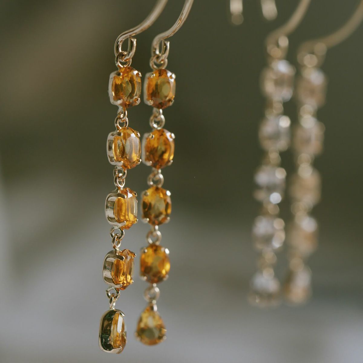 5連ピアス揺れるかわいい天然石金属アレルギー対応【tresor-cinq-peトレゾール・サンク】ピアス10K10金k10ホワイトトパーズシトリン小さめピアス小ぶり大人おしゃれピアスシンプル小さい誕生石エレガント石パワーストーンお守り繊細