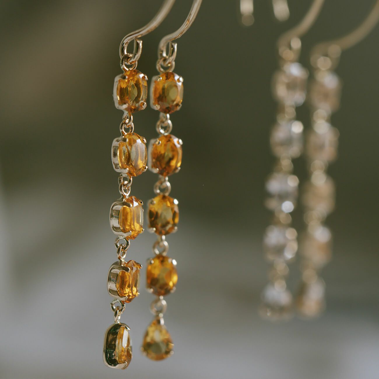 5連ピアス揺れるかわいい天然石金属アレルギー対応【tresor-cinq-peトレゾール・サンク】ピアス10K10金k10ホワイトトパーズシトリン小さめピアス小ぶり大人おしゃれピアスシンプル小さい誕生石エレガント石パワーストーンお守り繊細